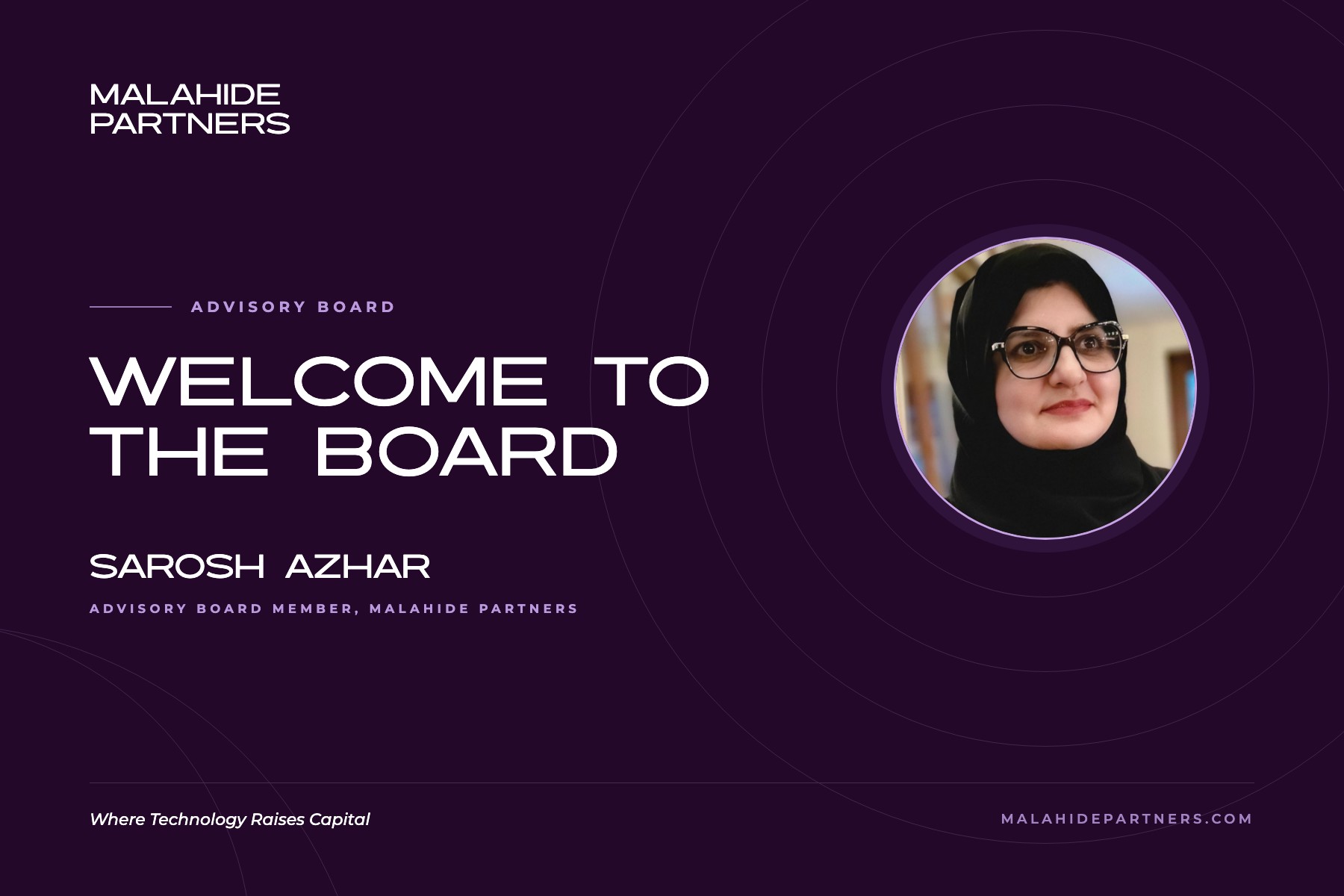 Welcome to the board: Sarosh Azhar, Malahide Partners